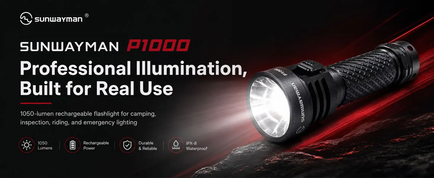SUNWAYMAN P1000 1050 Lumens Rechargeable Flashlight_1