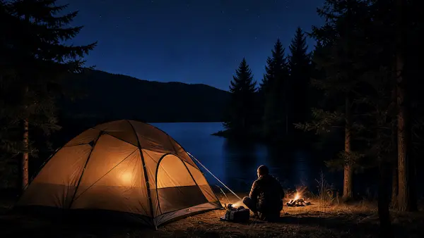 Camping lighting scene