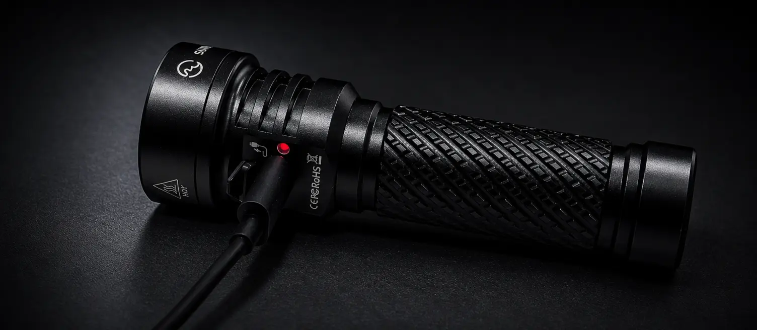 SUNWAYMAN P1000 Type-C charging flashlight close-up